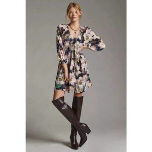 Anthropologie Tiered V-Neck Tunic Mini Dress